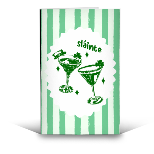 Retro Pastel Sláinte Shamrock Cocktail - funny greeting card by EZbie