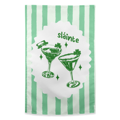 Retro Pastel Sláinte Shamrock Cocktail - funny tea towel by EZbie
