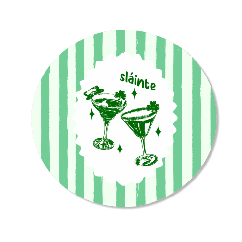 Retro Pastel Sláinte Shamrock Cocktail - Magnet by EZbie