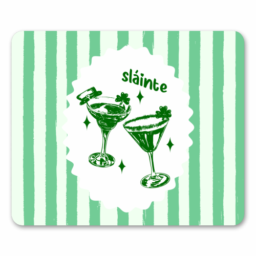 Retro Pastel Sláinte Shamrock Cocktail - mouse mat by EZbie