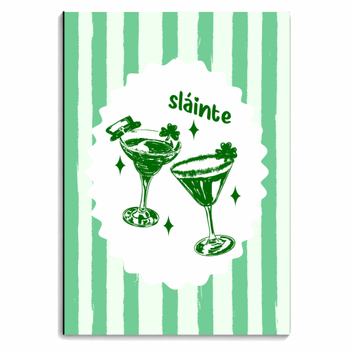 Retro Pastel Sláinte Shamrock Cocktail - personalised A4, A5, A6 notebook by EZbie
