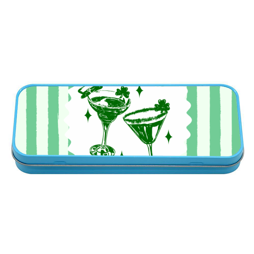 Retro Pastel Sláinte Shamrock Cocktail - tin pencil case by EZbie