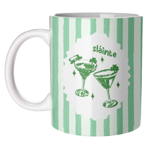 Retro Pastel Sláinte Shamrock Cocktail - unique mug by EZbie