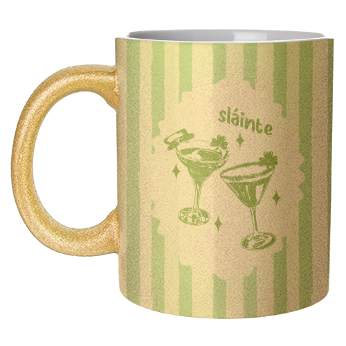 Retro Pastel Sláinte Shamrock Cocktail - unique mug by EZbie