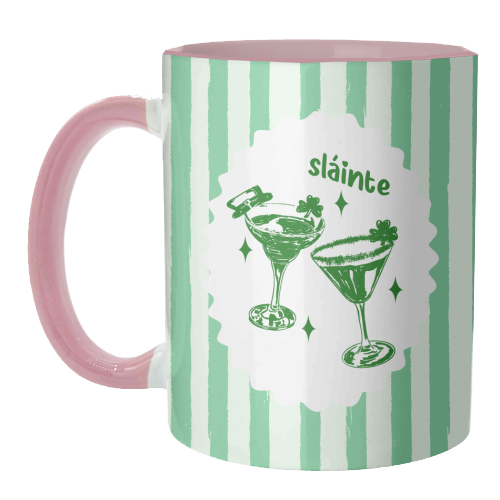 Retro Pastel Sláinte Shamrock Cocktail - unique mug by EZbie