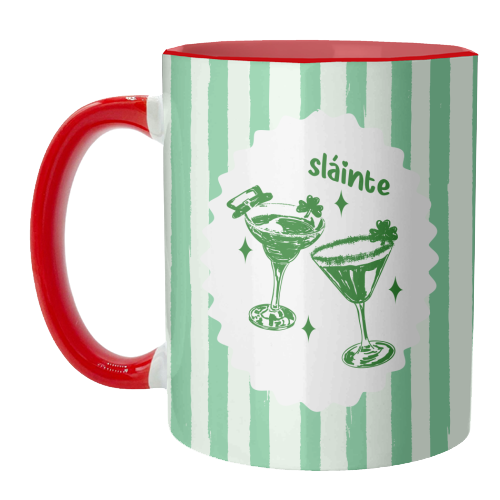 Retro Pastel Sláinte Shamrock Cocktail - unique mug by EZbie