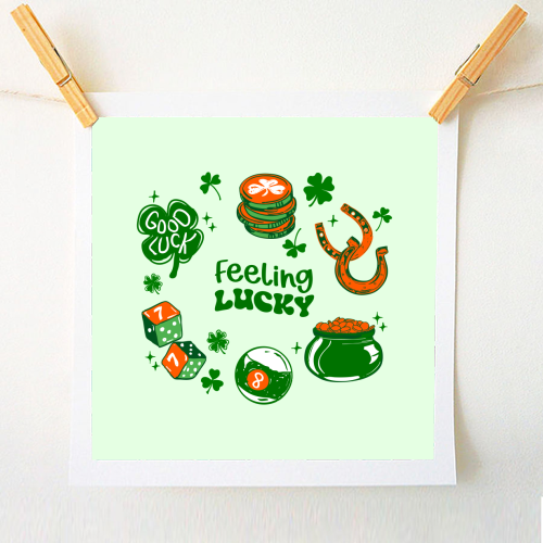 Trendy Feeling Lucky – St. Patrick's Day Illustration - A1 - A4 art print by EZbie