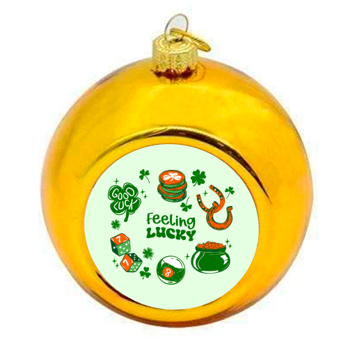 Trendy Feeling Lucky – St. Patrick's Day Illustration - colourful christmas bauble by EZbie