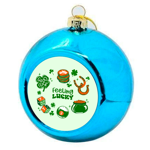 Trendy Feeling Lucky – St. Patrick's Day Illustration - colourful christmas bauble by EZbie