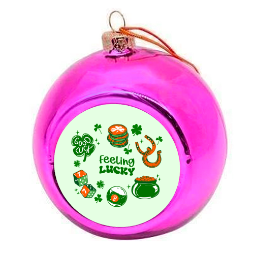 Trendy Feeling Lucky – St. Patrick's Day Illustration - colourful christmas bauble by EZbie