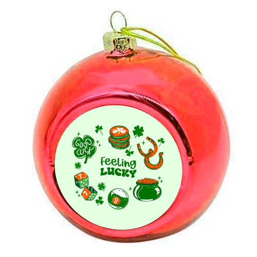 Trendy Feeling Lucky – St. Patrick's Day Illustration - colourful christmas bauble by EZbie