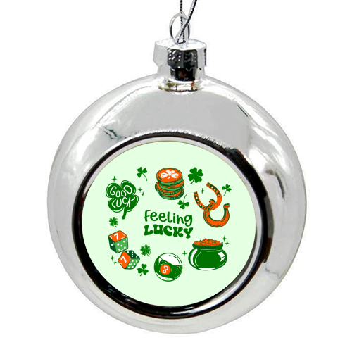 Trendy Feeling Lucky – St. Patrick's Day Illustration - colourful christmas bauble by EZbie