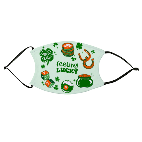 Trendy Feeling Lucky – St. Patrick's Day Illustration - face cover mask by EZbie