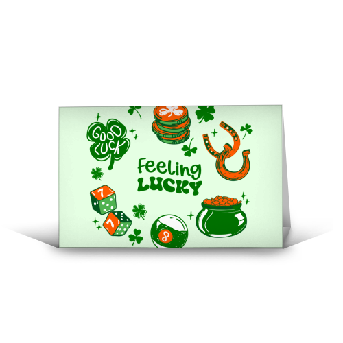 Trendy Feeling Lucky – St. Patrick's Day Illustration - funny greeting card by EZbie