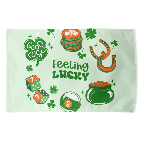 Trendy Feeling Lucky – St. Patrick's Day Illustration - funny tea towel by EZbie