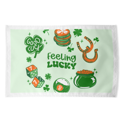 Trendy Feeling Lucky – St. Patrick's Day Illustration - funny tea towel by EZbie