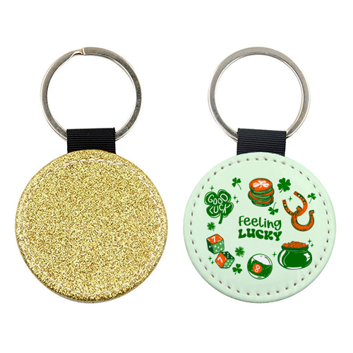 Trendy Feeling Lucky – St. Patrick's Day Illustration - keyring by EZbie