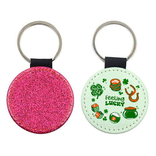 Trendy Feeling Lucky – St. Patrick's Day Illustration - keyring by EZbie