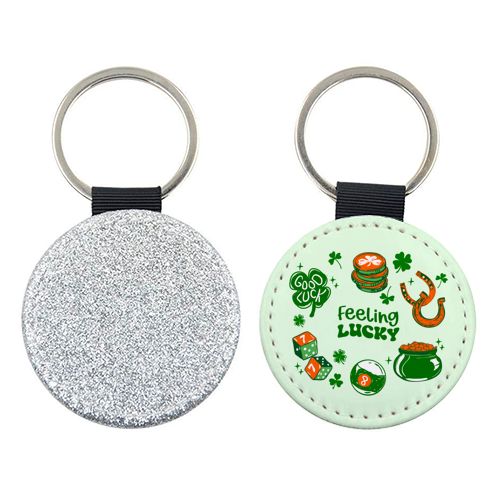 Trendy Feeling Lucky – St. Patrick's Day Illustration - keyring by EZbie