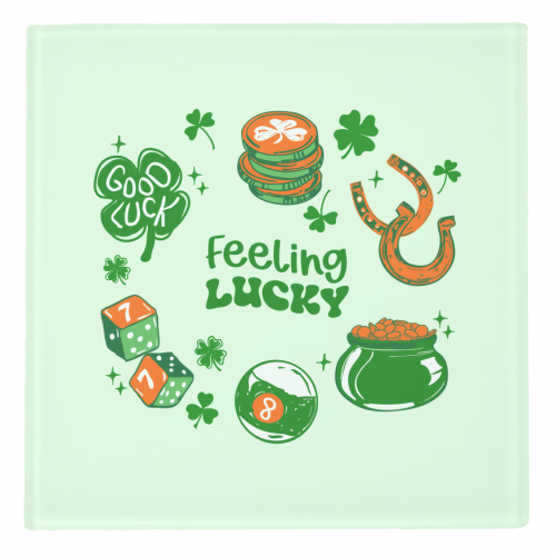 Trendy Feeling Lucky – St. Patrick's Day Illustration - personalised beer coaster by EZbie