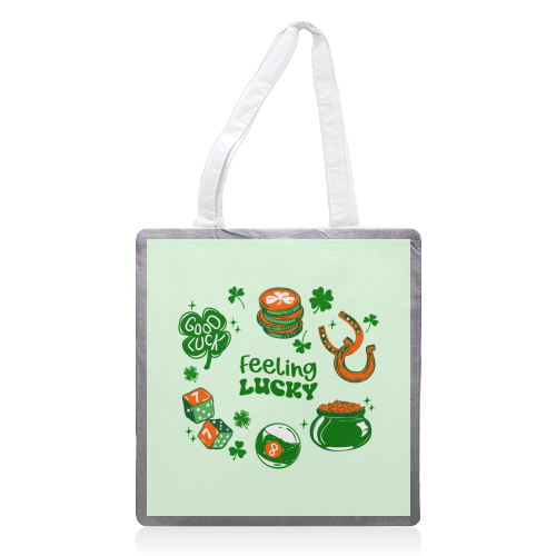 Trendy Feeling Lucky – St. Patrick's Day Illustration - printed canvas tote bag by EZbie