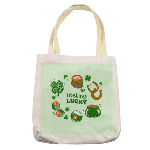 Trendy Feeling Lucky – St. Patrick's Day Illustration - printed canvas tote bag by EZbie