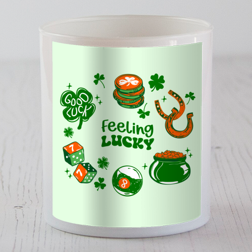 Trendy Feeling Lucky – St. Patrick's Day Illustration - scented candle by EZbie