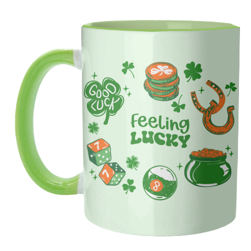Trendy Feeling Lucky – St. Patrick's Day Illustration - unique mug by EZbie