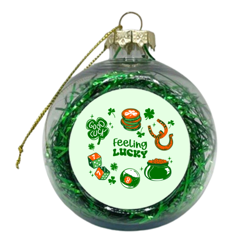 Trendy Feeling Lucky – St. Patrick's Day Illustration - xmas bauble by EZbie