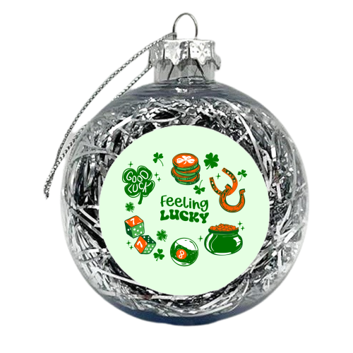 Trendy Feeling Lucky – St. Patrick's Day Illustration - xmas bauble by EZbie