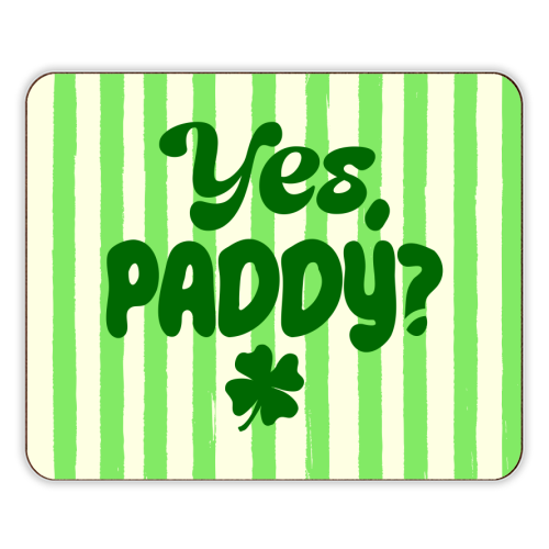 Yes Paddy – Funny Shamrock Retro Stripes Illustration - designer placemat by EZbie