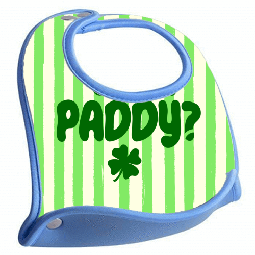 Yes Paddy – Funny Shamrock Retro Stripes Illustration - feeding bib by EZbie