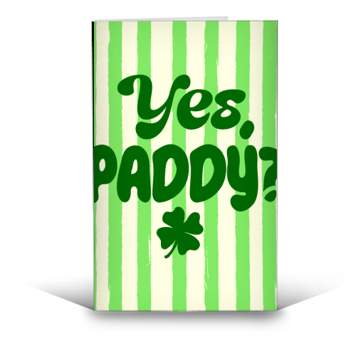 Yes Paddy – Funny Shamrock Retro Stripes Illustration - funny greeting card by EZbie