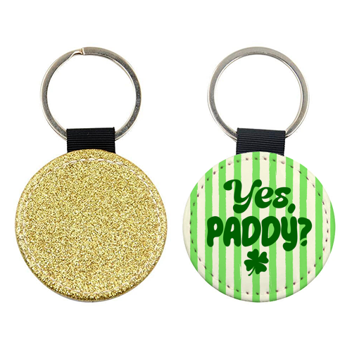 Yes Paddy – Funny Shamrock Retro Stripes Illustration - keyring by EZbie