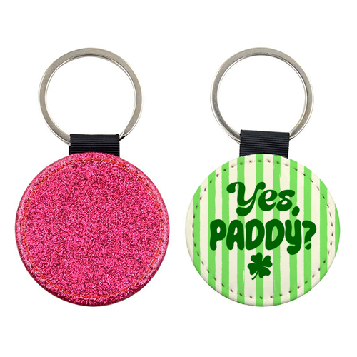 Yes Paddy – Funny Shamrock Retro Stripes Illustration - keyring by EZbie