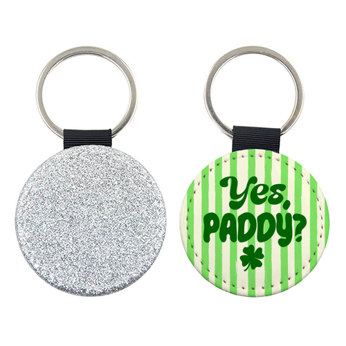 Yes Paddy – Funny Shamrock Retro Stripes Illustration - keyring by EZbie