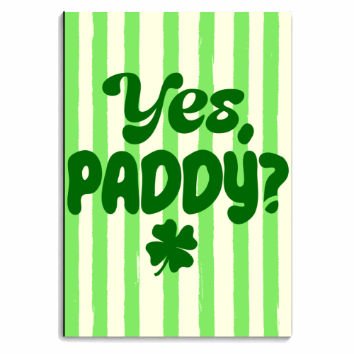 Yes Paddy – Funny Shamrock Retro Stripes Illustration - personalised A4, A5, A6 notebook by EZbie