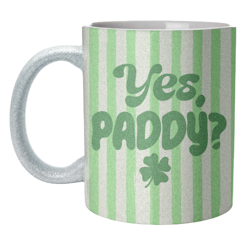Yes Paddy – Funny Shamrock Retro Stripes Illustration - unique mug by EZbie