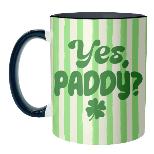 Yes Paddy – Funny Shamrock Retro Stripes Illustration - unique mug by EZbie