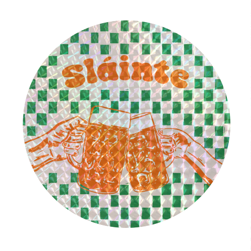 Sláinte Beer Retro Checkered Irish Pub - Circle Sticker by EZbie