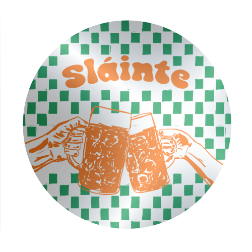 Sláinte Beer Retro Checkered Irish Pub - Circle Sticker by EZbie