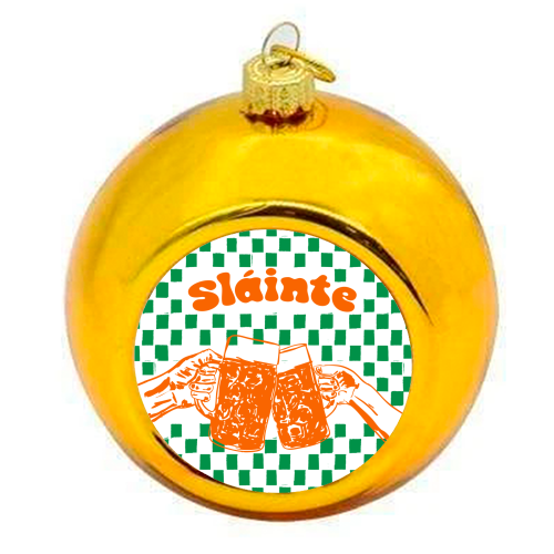 Sláinte Beer Retro Checkered Irish Pub - colourful christmas bauble by EZbie