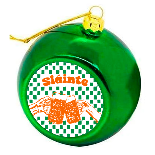 Sláinte Beer Retro Checkered Irish Pub - colourful christmas bauble by EZbie