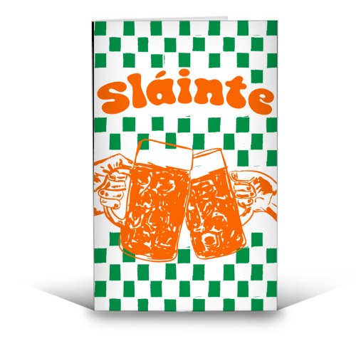 Sláinte Beer Retro Checkered Irish Pub - funny greeting card by EZbie
