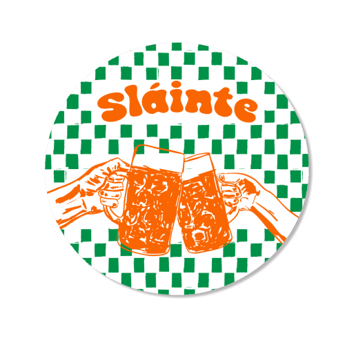 Sláinte Beer Retro Checkered Irish Pub - Magnet by EZbie