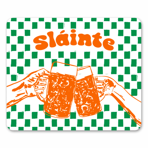 Sláinte Beer Retro Checkered Irish Pub - mouse mat by EZbie