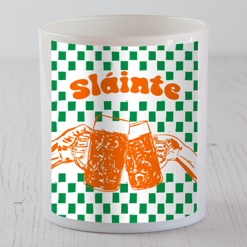 Sláinte Beer Retro Checkered Irish Pub - scented candle by EZbie