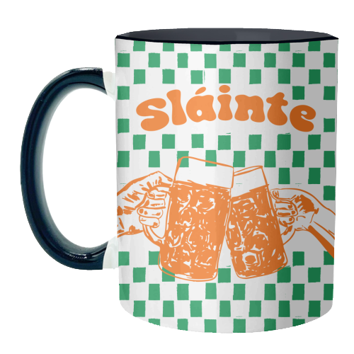 Sláinte Beer Retro Checkered Irish Pub - unique mug by EZbie
