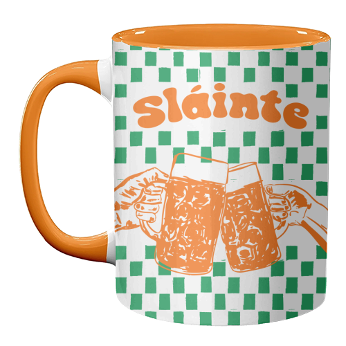 Sláinte Beer Retro Checkered Irish Pub - unique mug by EZbie
