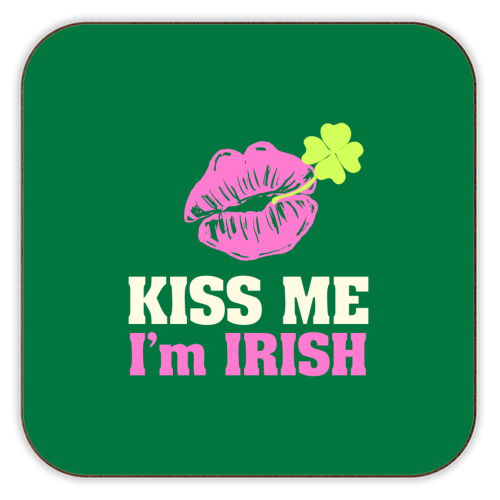 Kiss Me, I'm Irish - personalised beer coaster by EZbie